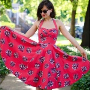 Girls from Savoy Anthropologie 50’s style halter full skirt floral print dress
